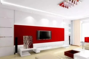 电视背景墙红色设计效果图
