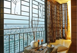 中式飄窗窗簾設計窗簾圖片