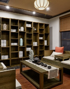 中式風格復式別墅裝修效果圖片—別墅書房