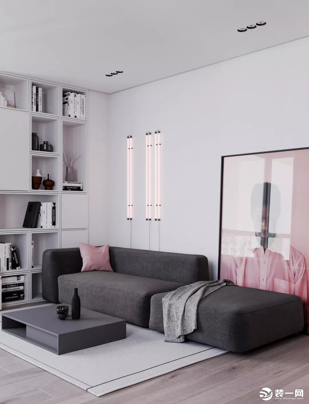 粉色公寓客厅效果图