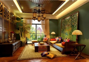 東南亞風格客廳裝修設計展示東南亞客廳裝修圖片