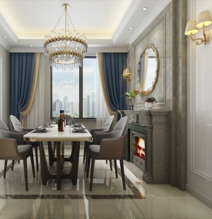 300平米復式別墅裝修圖片—輕奢風格餐廳設計展示
