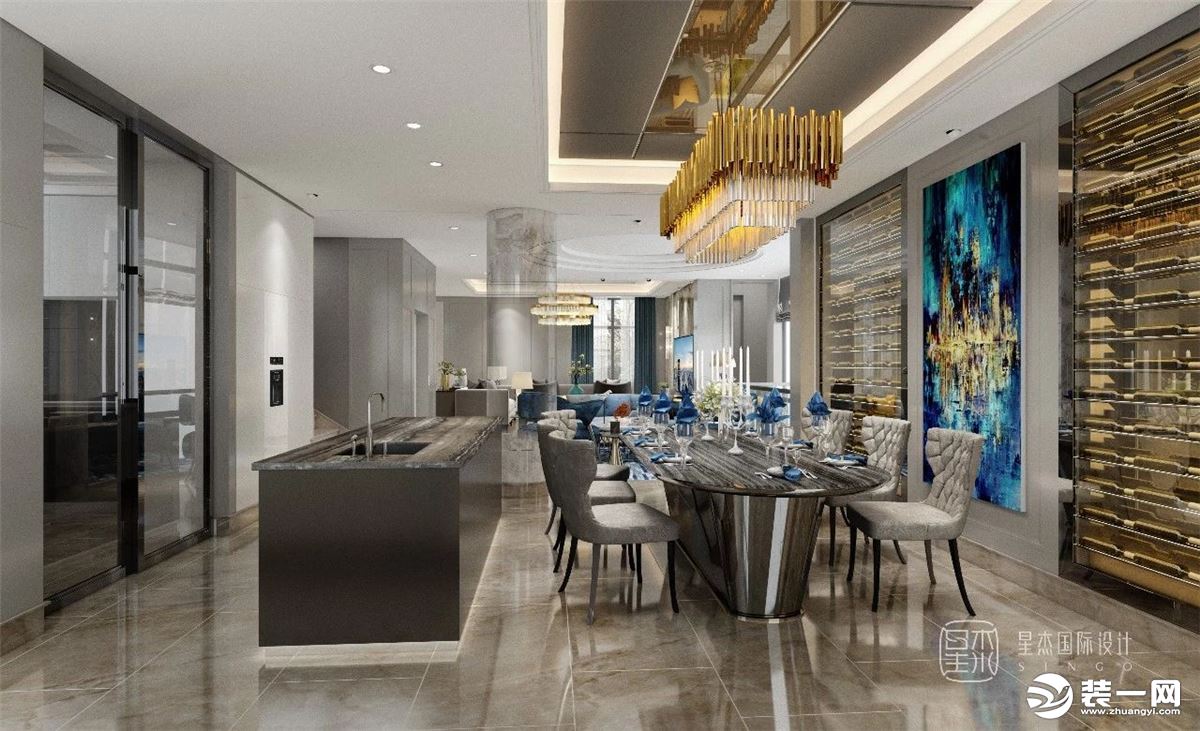 上海星杰国际设计|550平米别墅装修案例 餐厅装修效果图