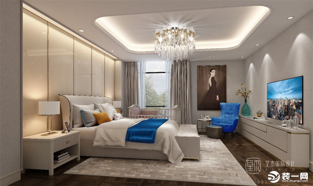 上海星杰国际设计|550平米别墅装修案例 卧室装修效果图