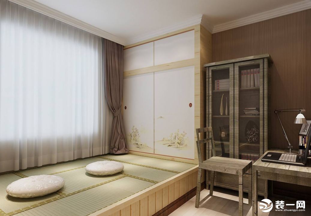 日式素雅书房装修设计展示书房榻榻米装修实景图片