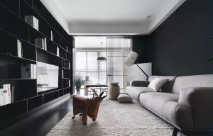 黑白極簡主義風格客廳平面吊頂裝修圖片