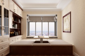 簡約歐式風格書房設計書房榻榻米裝修實景圖片