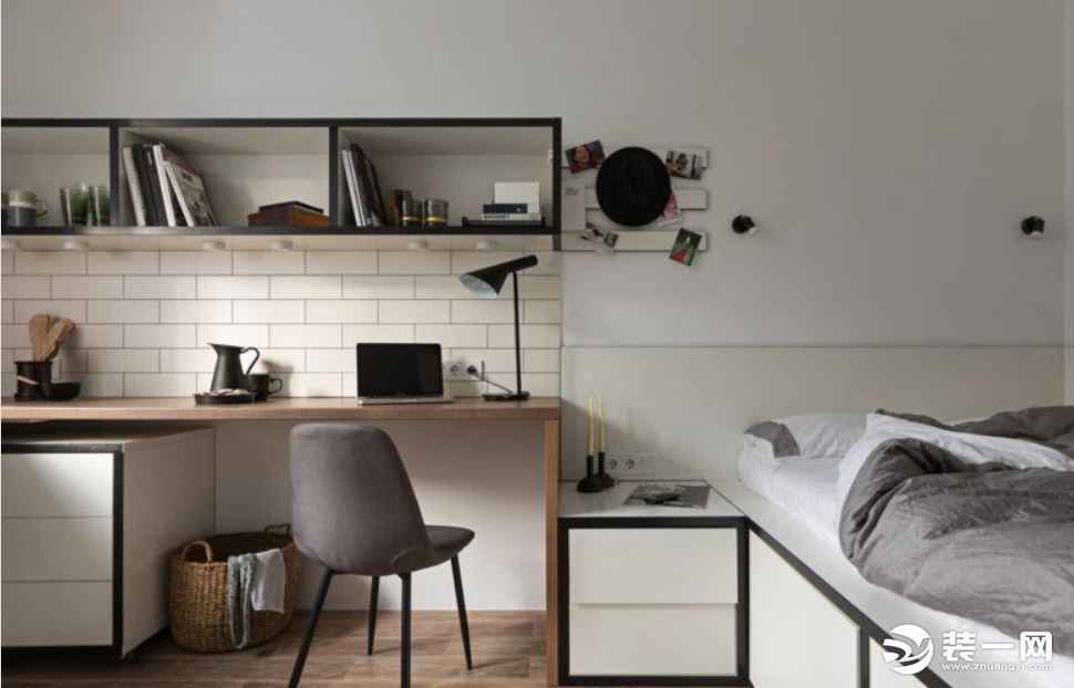 20平米现代工业风格小公寓装修图片—床头设计