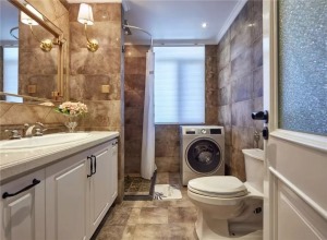 128平米三居室美式风格浴室卫生间装修效果图