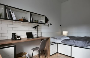 20平米現代工業風格小公寓裝修圖片—床鋪