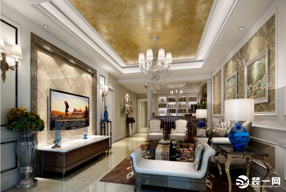 新古典风格大户型150平米装修效果图片—客厅