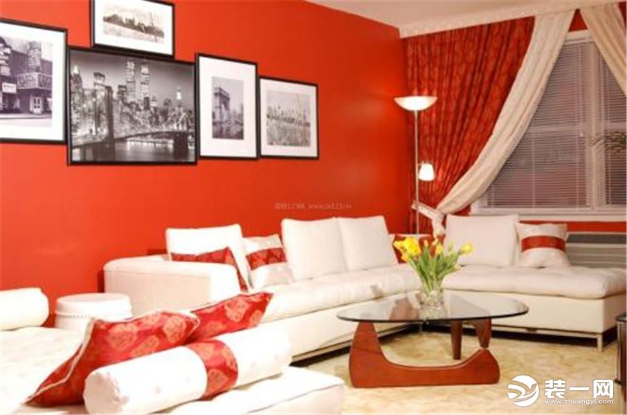 客厅红色背景墙效果图