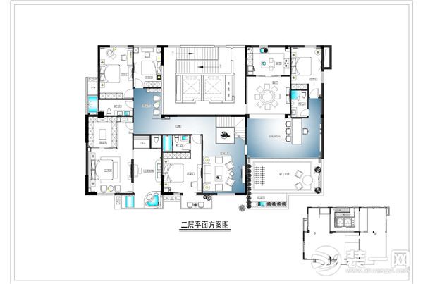 现代风格别墅装修-二层平面方案图