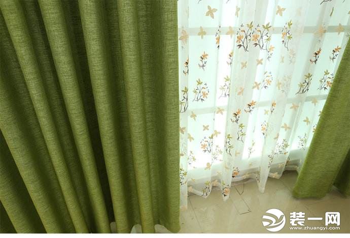 卧室绿色窗帘搭配效果图