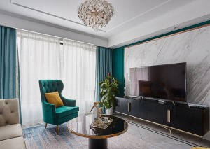 美式輕奢風格160平米大戶型裝修設計—客廳裝修實景圖片