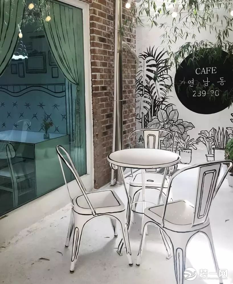 黑白漫画风格主题咖啡馆装修设计图片