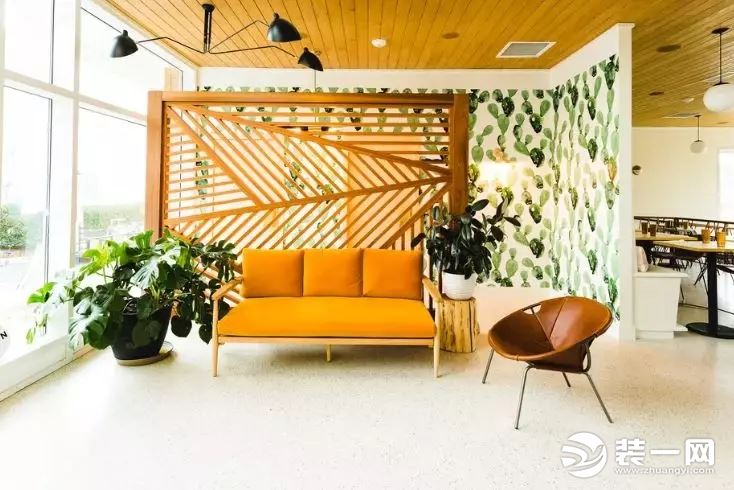 植物壁纸餐厅墙面设计