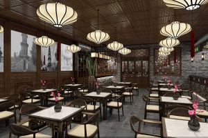 新中式风格餐厅店面装修设计图片