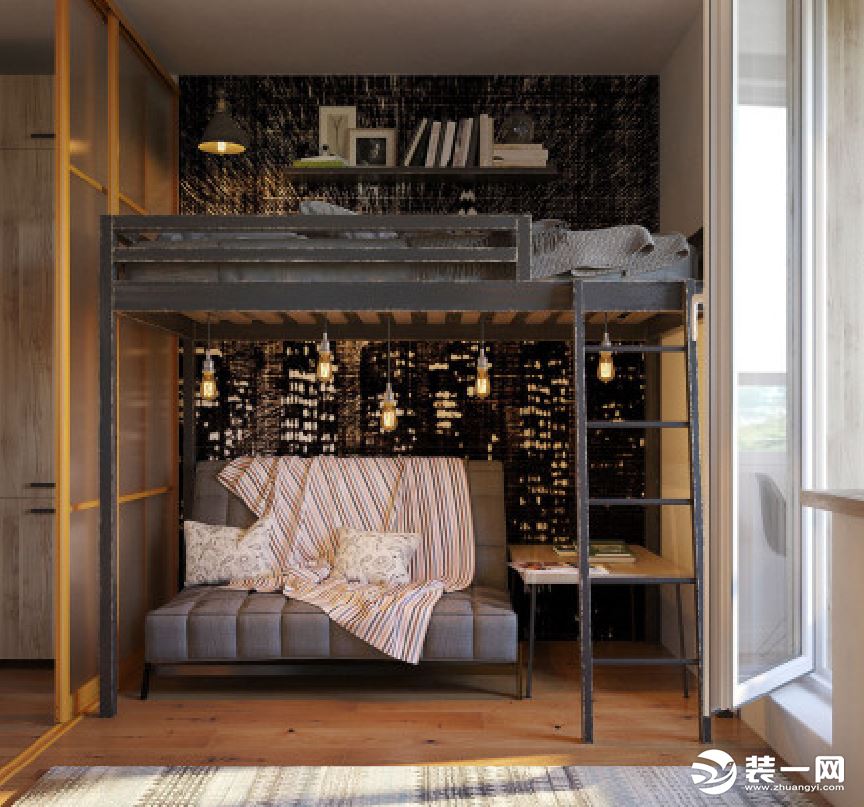 超小户型30平米装修实景图—客厅+卧室