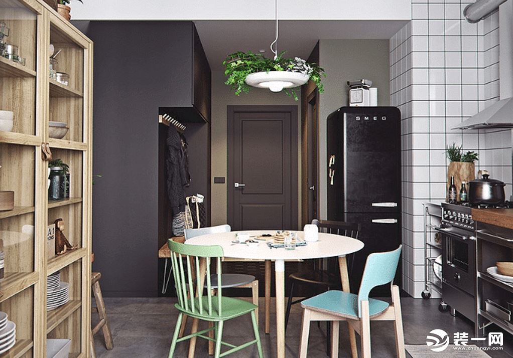 工业北欧风格40平米小户型装修图片—玄关&餐厅