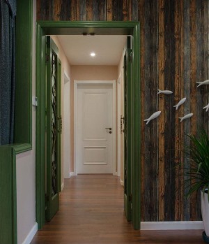绿色森林系风格室内房门颜色搭配效果图片