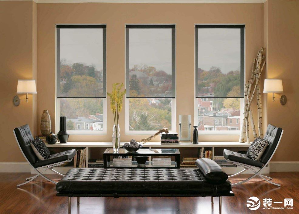 家庭窗户卷帘窗帘安装效果图片—现代风格客厅
