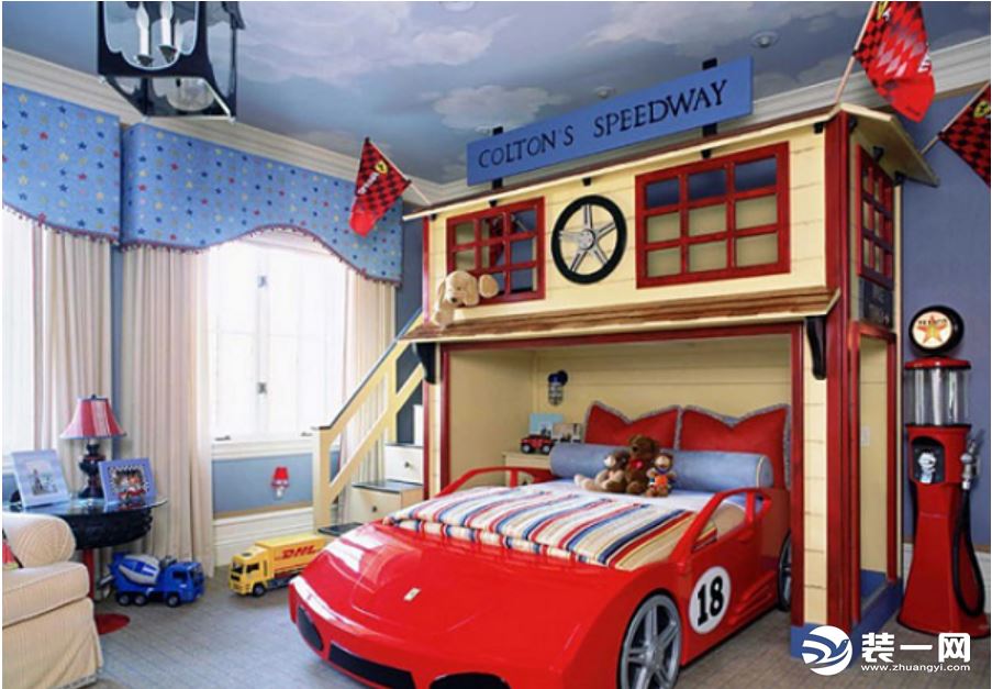 儿童卡通主题风格—儿童卧室儿童床设计摆放图片