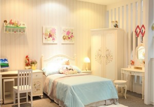清新可爱风格—儿童卧室儿童床设计摆放图片