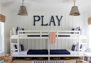 雙人床布置裝修—兒童臥室兒童床設計擺放圖片