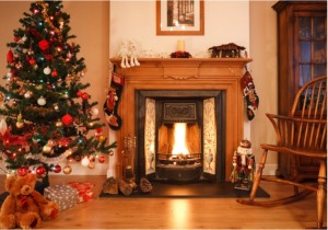 圣诞节家庭装饰布置图片—壁炉布置