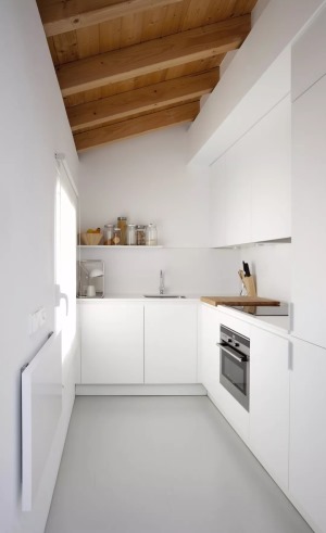现代白色系L型厨房