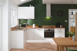 现代风格绿色系L型厨房