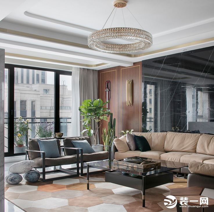 上海现代时尚复式别墅装修实景图—客厅