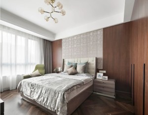 上海现代时尚复式别墅装修实景图—次卧
