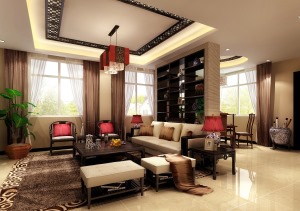 中式風格—客廳天花板吊頂裝修圖片