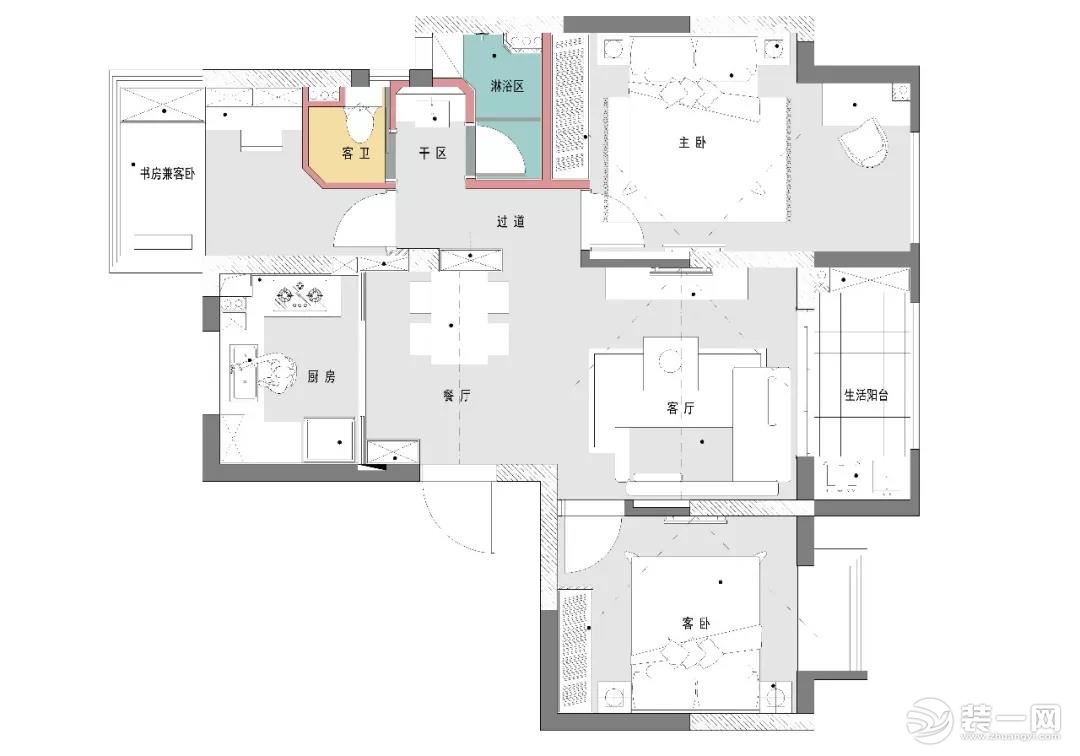 89平两室改三房设计图