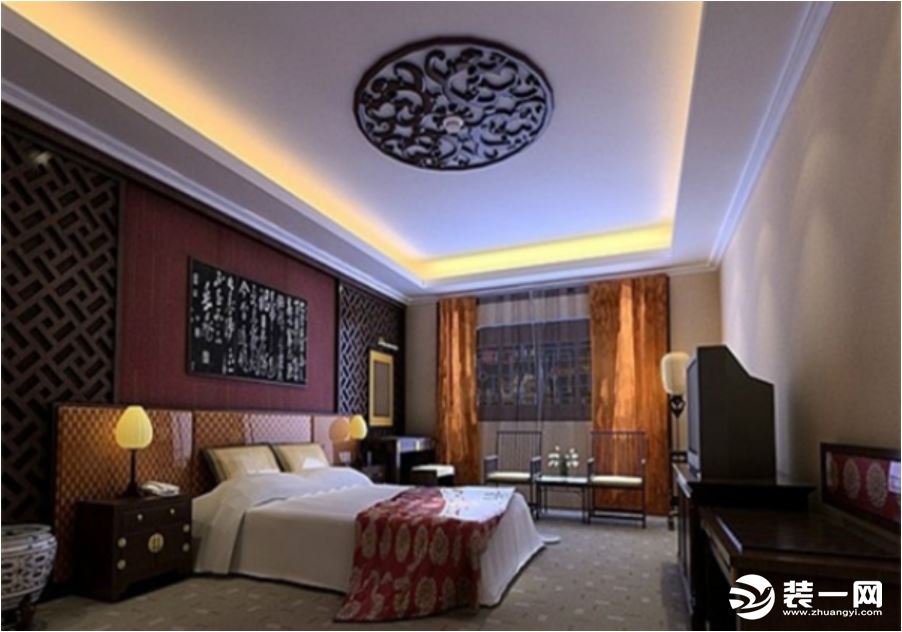 中式四合院别墅设计图片—四合院卧室装修实景图