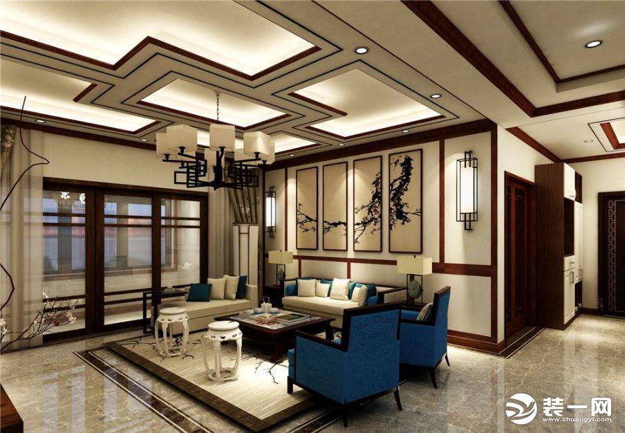 长沙荣柏达装饰公司案例新中式风格客厅图