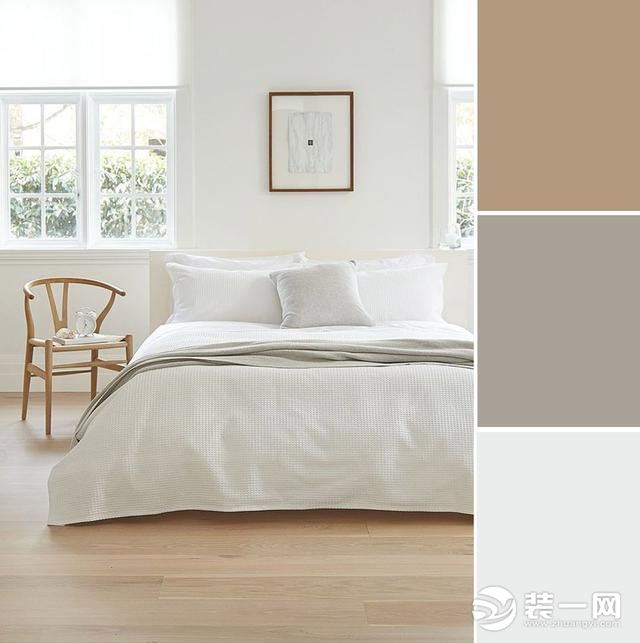 原木色和米白色的经典卧室配色