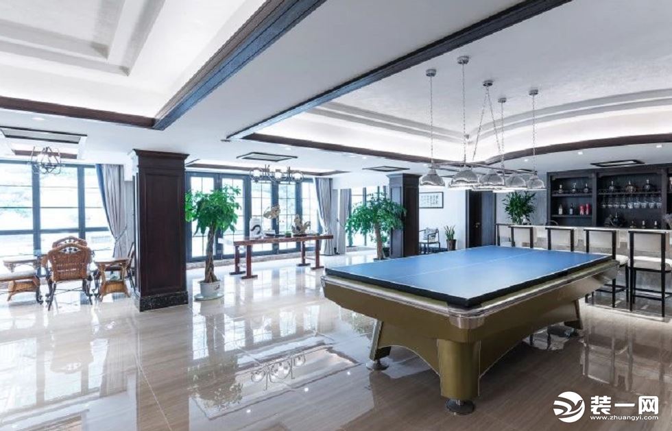 新中式风格2000平米别墅大宅装修实景图片—台球室