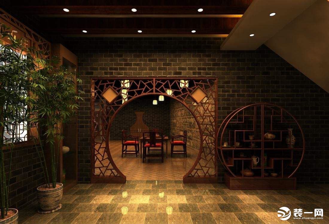 中式风格茶楼走廊装修设计中式茶楼装修图片