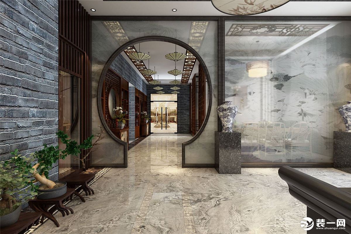 中式風格酒店走廊裝飾中式酒店裝修圖片