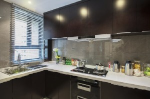 石家庄想象国际样板间装修效果图—新中式风格小厨房