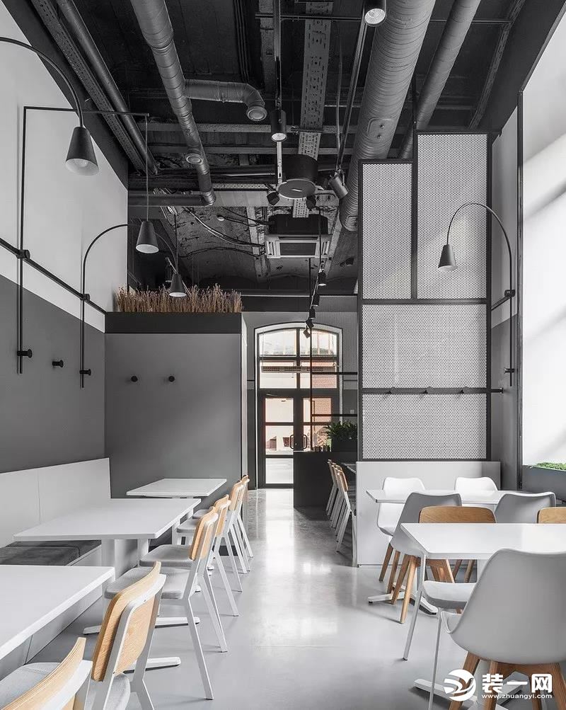 苏州装修网工业风格咖啡厅设计说明管道装饰