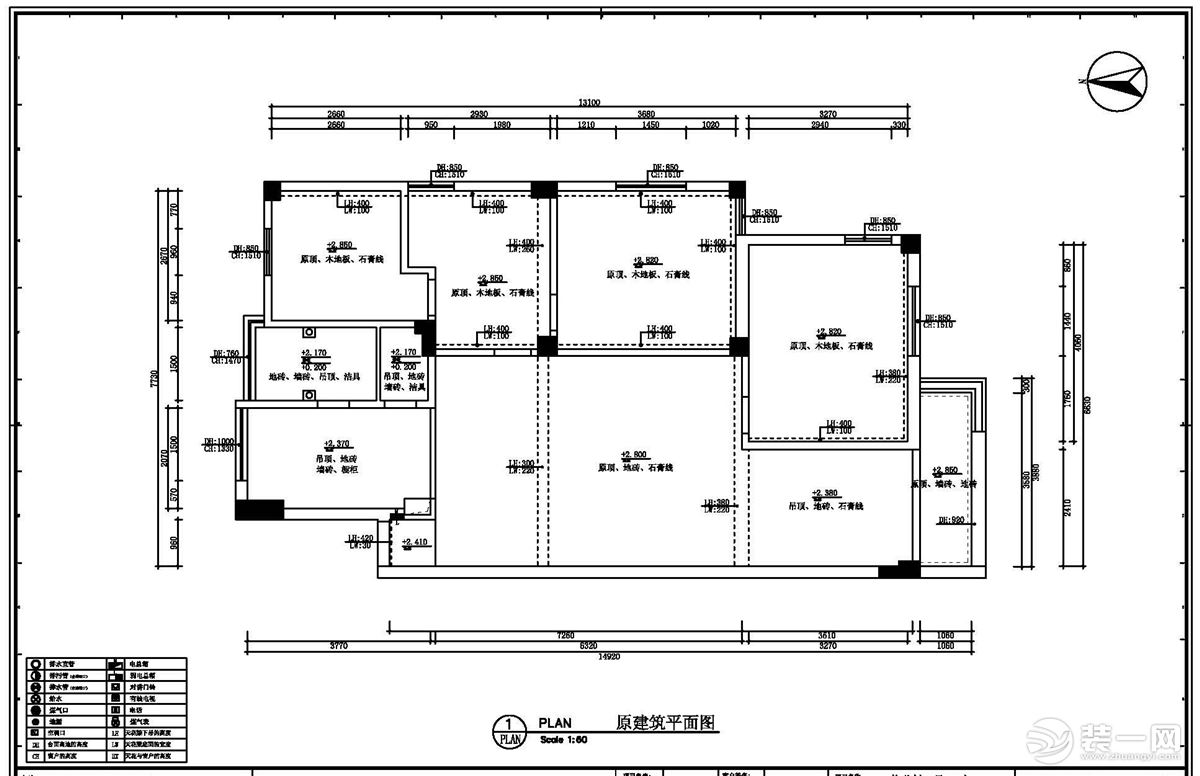 115平三室两厅户型图