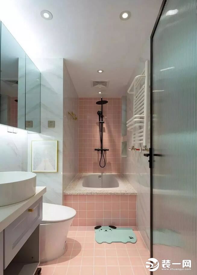 40平米单身公寓装修--马卡龙装修风格浴室