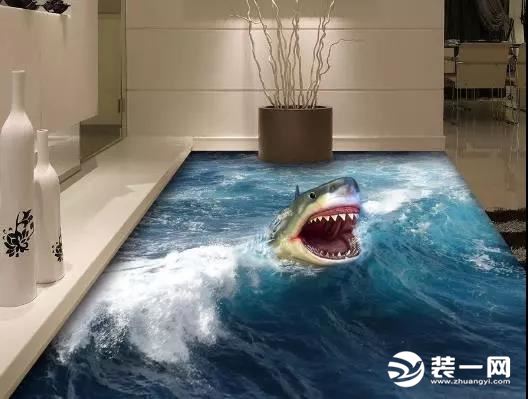鲨鱼3D地板画图片