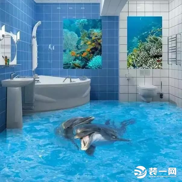 海豚3D地板画图片