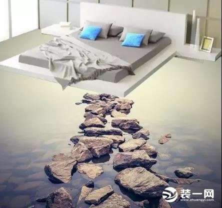 石头海边3D地板画图片