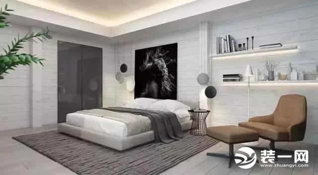 灰色大空间卧室设计效果图